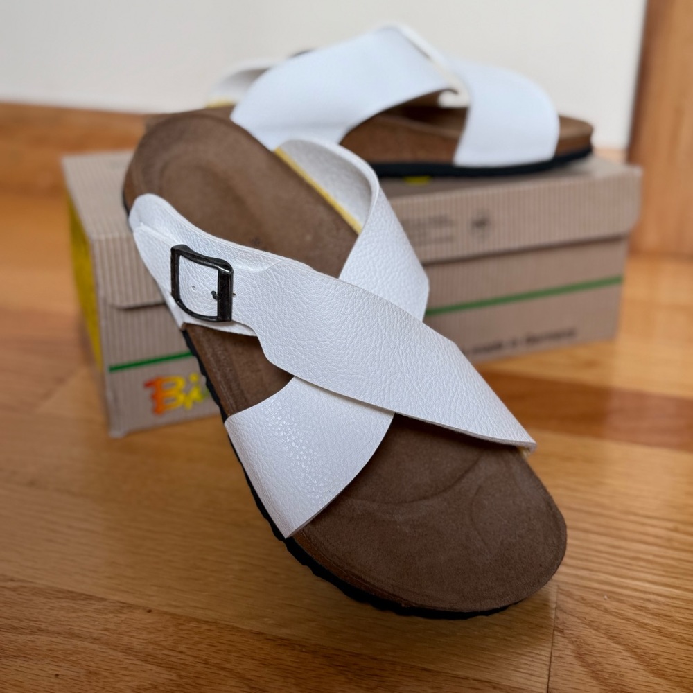 Birkis white womens sandals